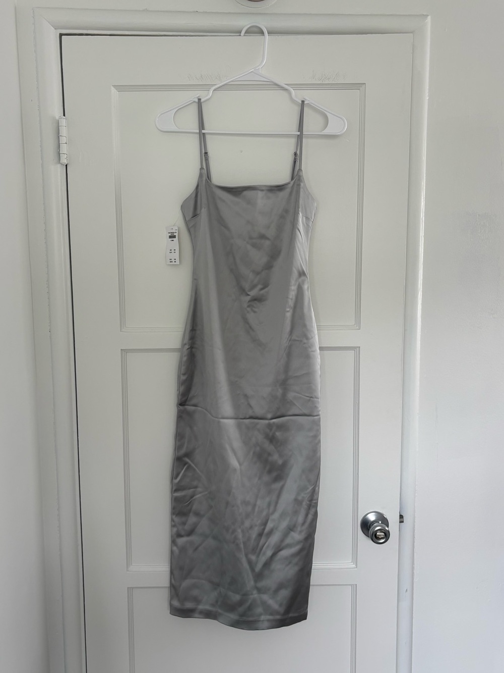 Abercrombie Silver Satin Slip Bodycon Dress